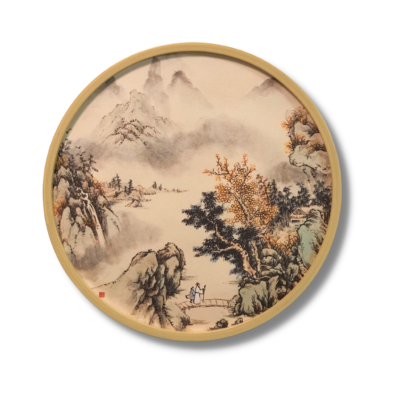 Canvas Wall Art, Autumn Zen Landscapes, Circular Framed Painting (B)